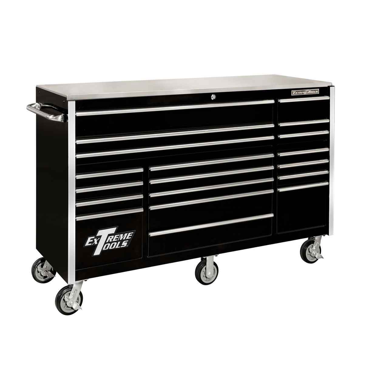 Extreme Tools® RX Series 72” 19 Drawer Professional Triple Bank Roller Cabinet - Image 2