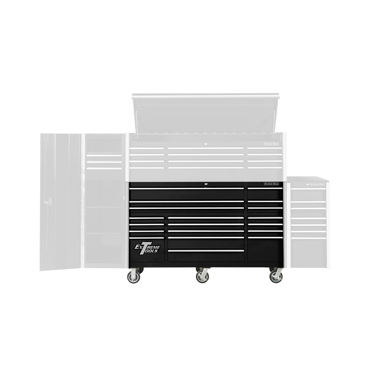 Extreme Tools® RX Series 72” 19 Drawer Professional Triple Bank Roller Cabinet - Image 8