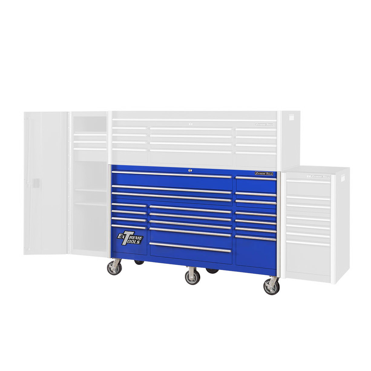 Extreme Tools® RX Series 72” 19 Drawer Professional Triple Bank Roller Cabinet - Image 10