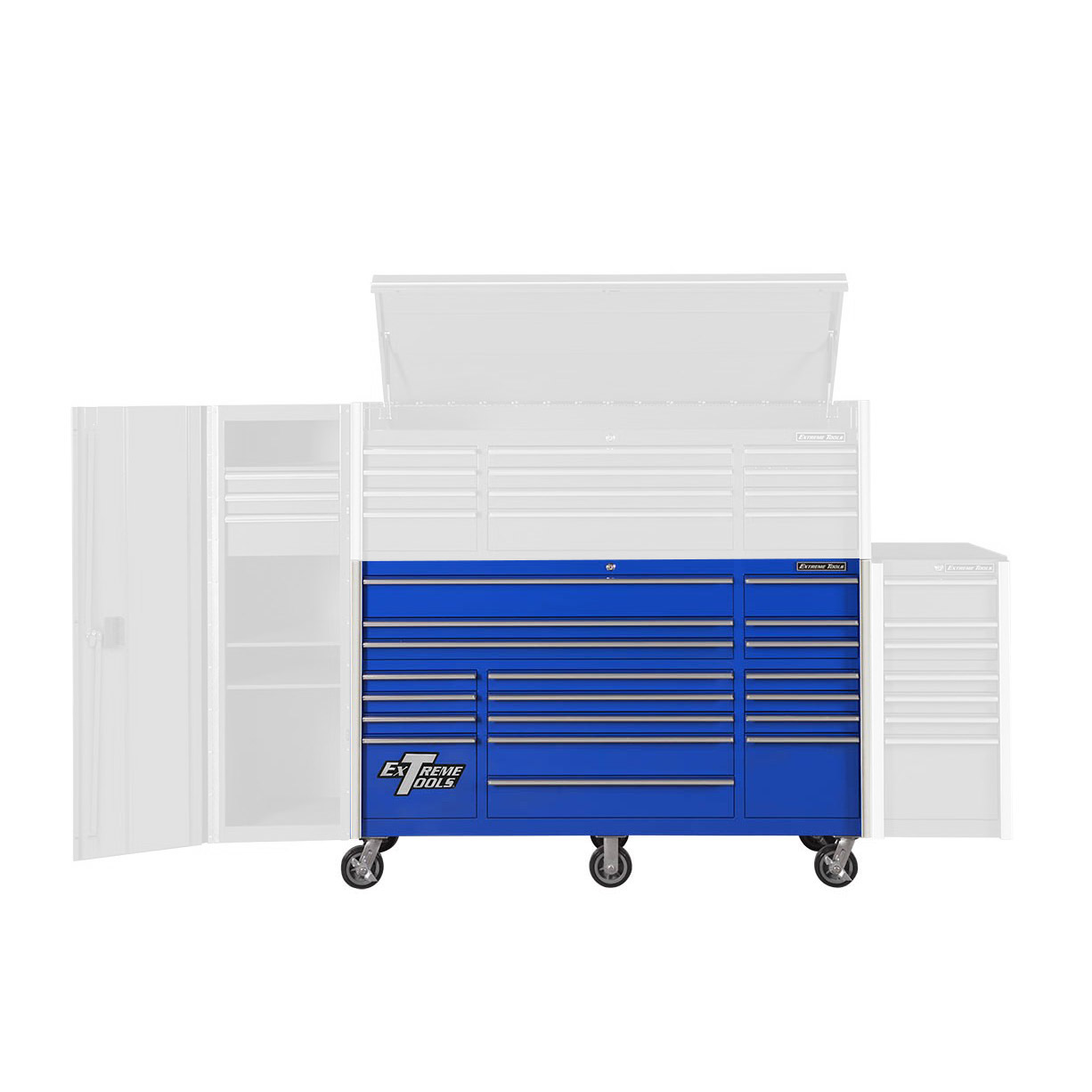 Extreme Tools® RX Series 72” 19 Drawer Professional Triple Bank Roller Cabinet - Image 11