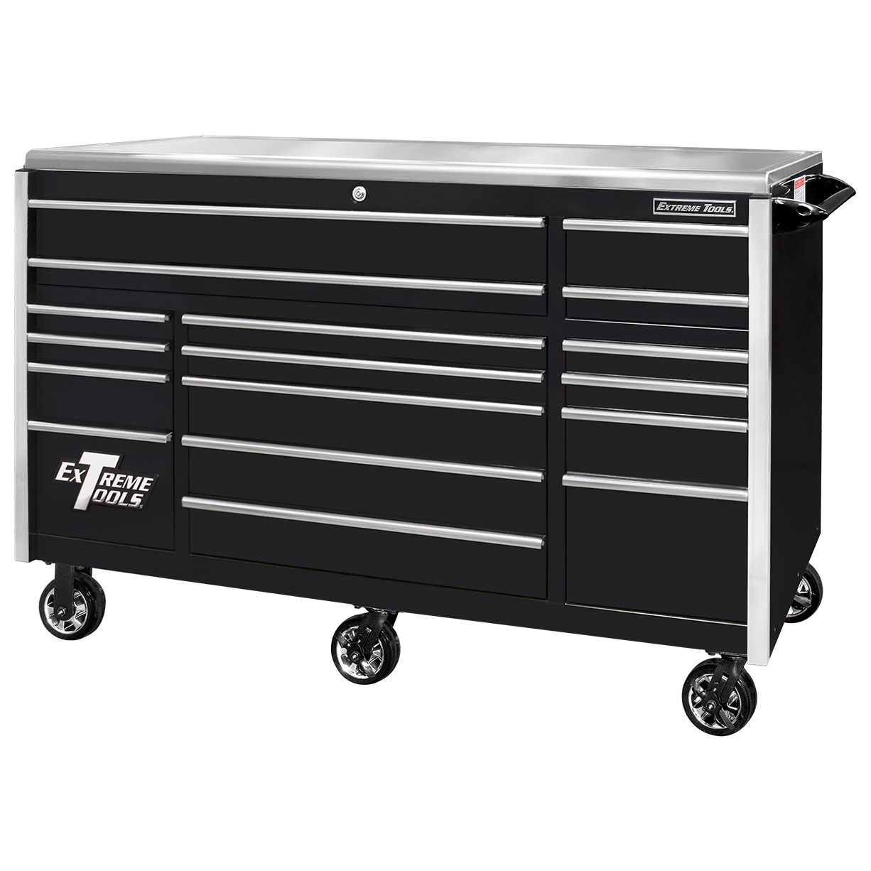 Extreme Tools Professional 72" Quick Release 17-Drawer Triple Bank Roller Cabinet - Image 10
