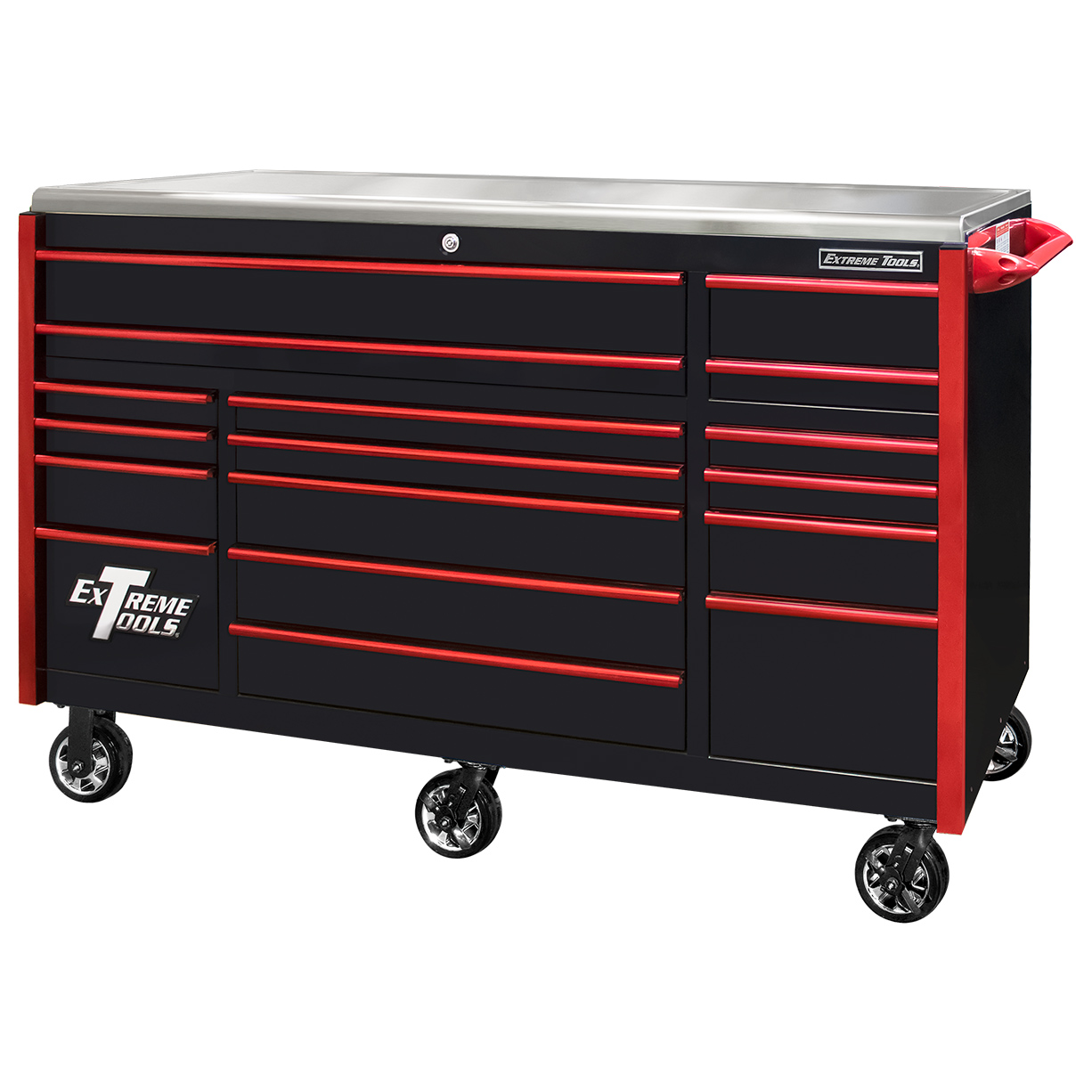 Extreme Tools Professional 72" Quick Release 17-Drawer Triple Bank Roller Cabinet - Image 3