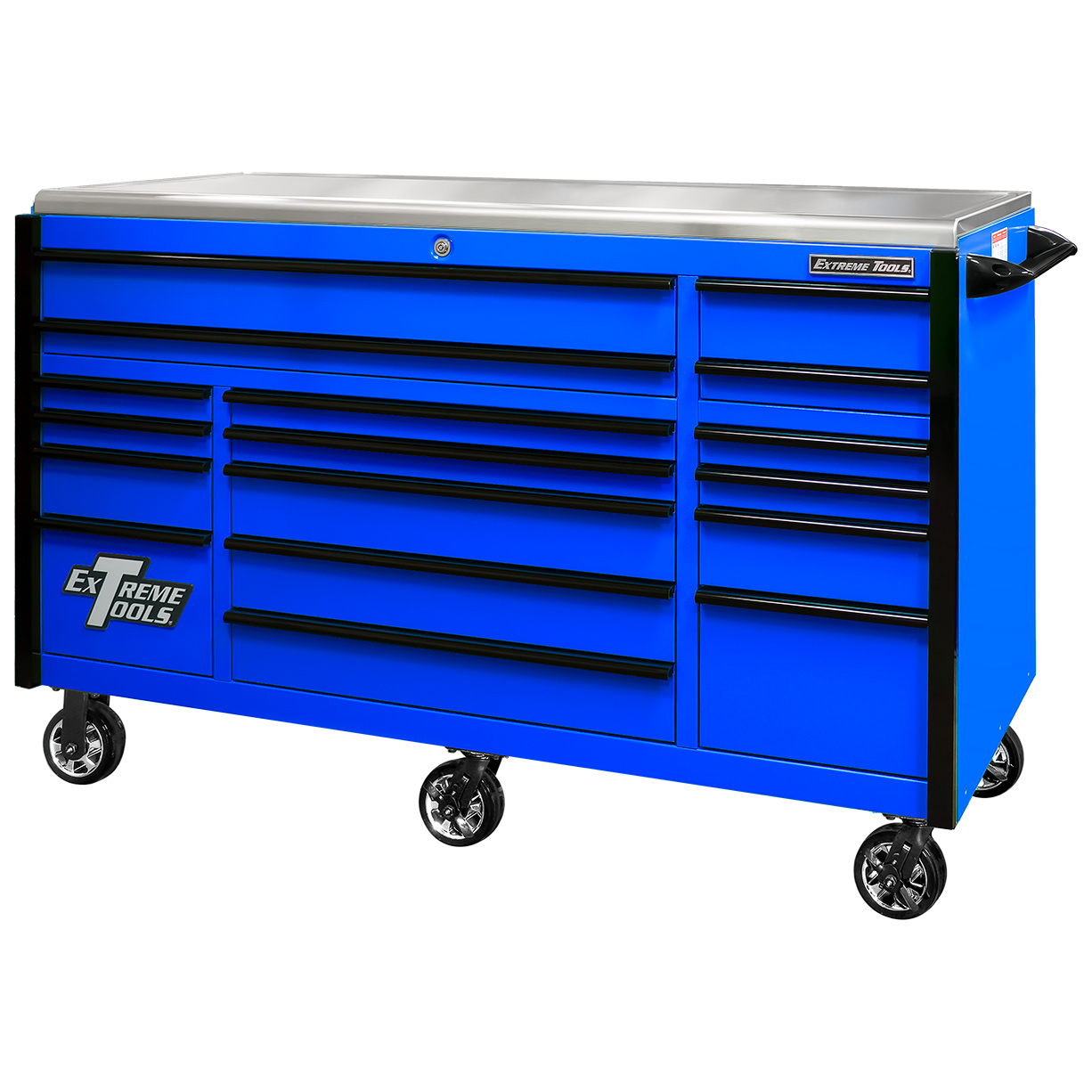 Extreme Tools Professional 72" Quick Release 17-Drawer Triple Bank Roller Cabinet - Image 5