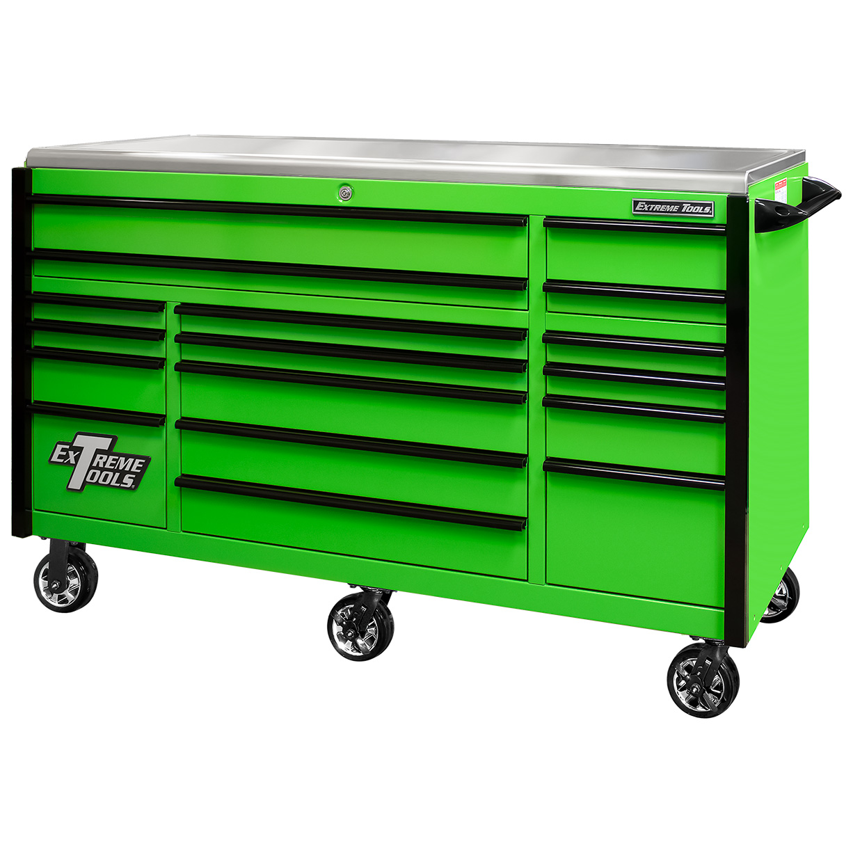 Extreme Tools Professional 72" Quick Release 17-Drawer Triple Bank Roller Cabinet - Image 7