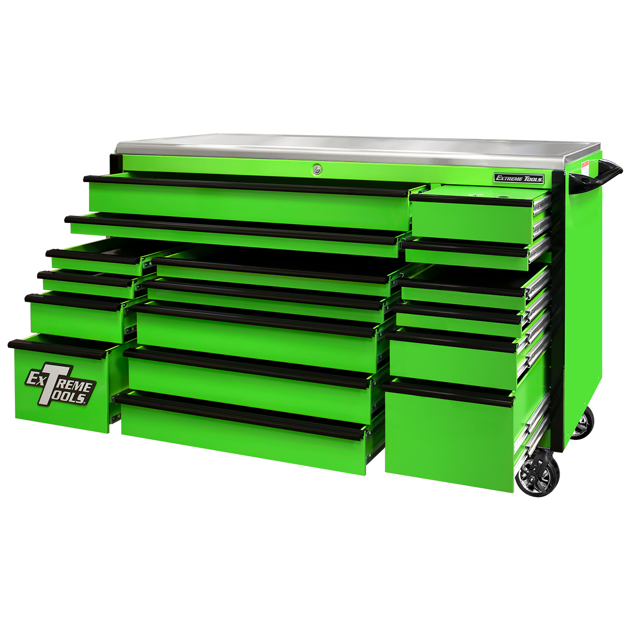 Extreme Tools Professional 72" Quick Release 17-Drawer Triple Bank Roller Cabinet - Image 8